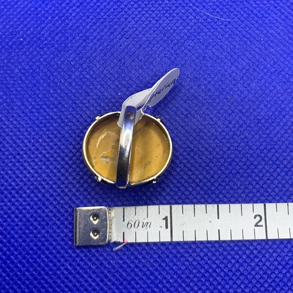 Bright Yellow Mookaite Ring, .925 Sterling Silver Overlay, Size 6.75 - Picture 11 of 13